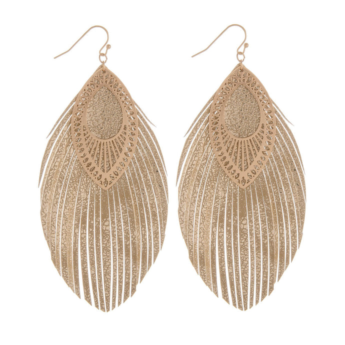 Feather Earring with Filigree detail