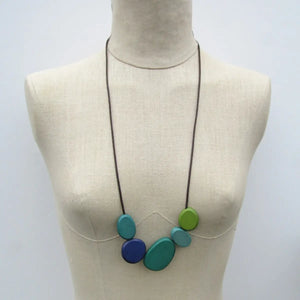 Handmade Beveled Wood Bead Necklace